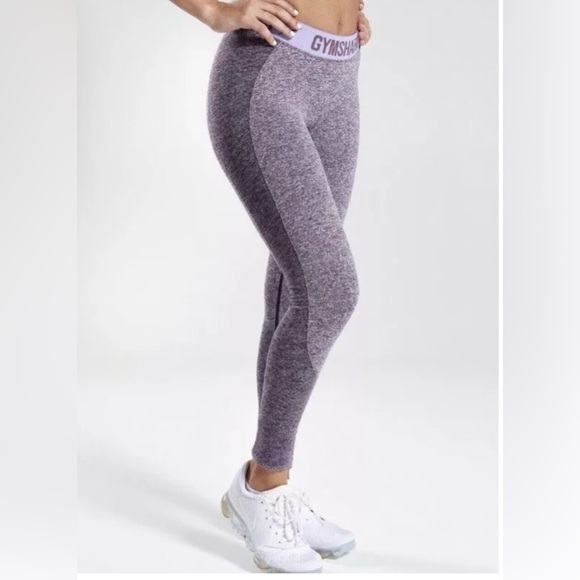 Gymshark Womens Size XS Low Rise Purple Seamless Logo Waist Flex Legging  EUC - Picture 3 of 8